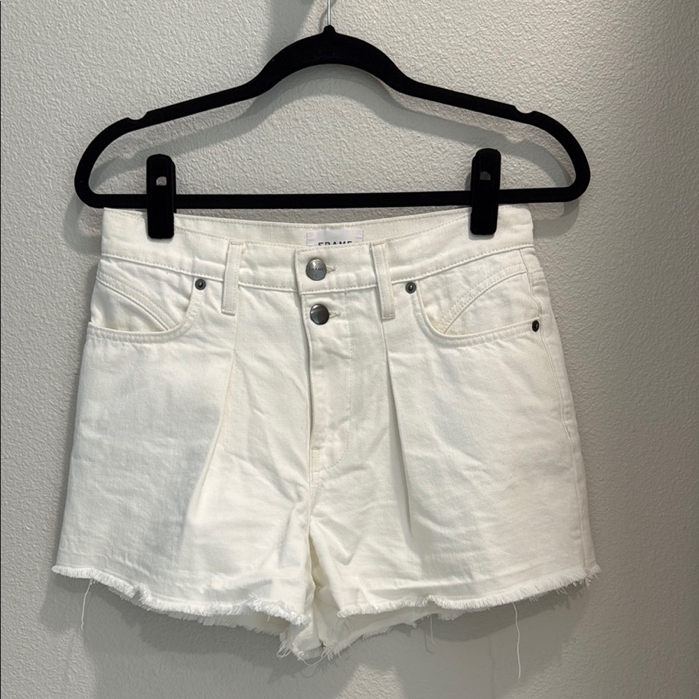 FRAME White Denim Shorts, size 26